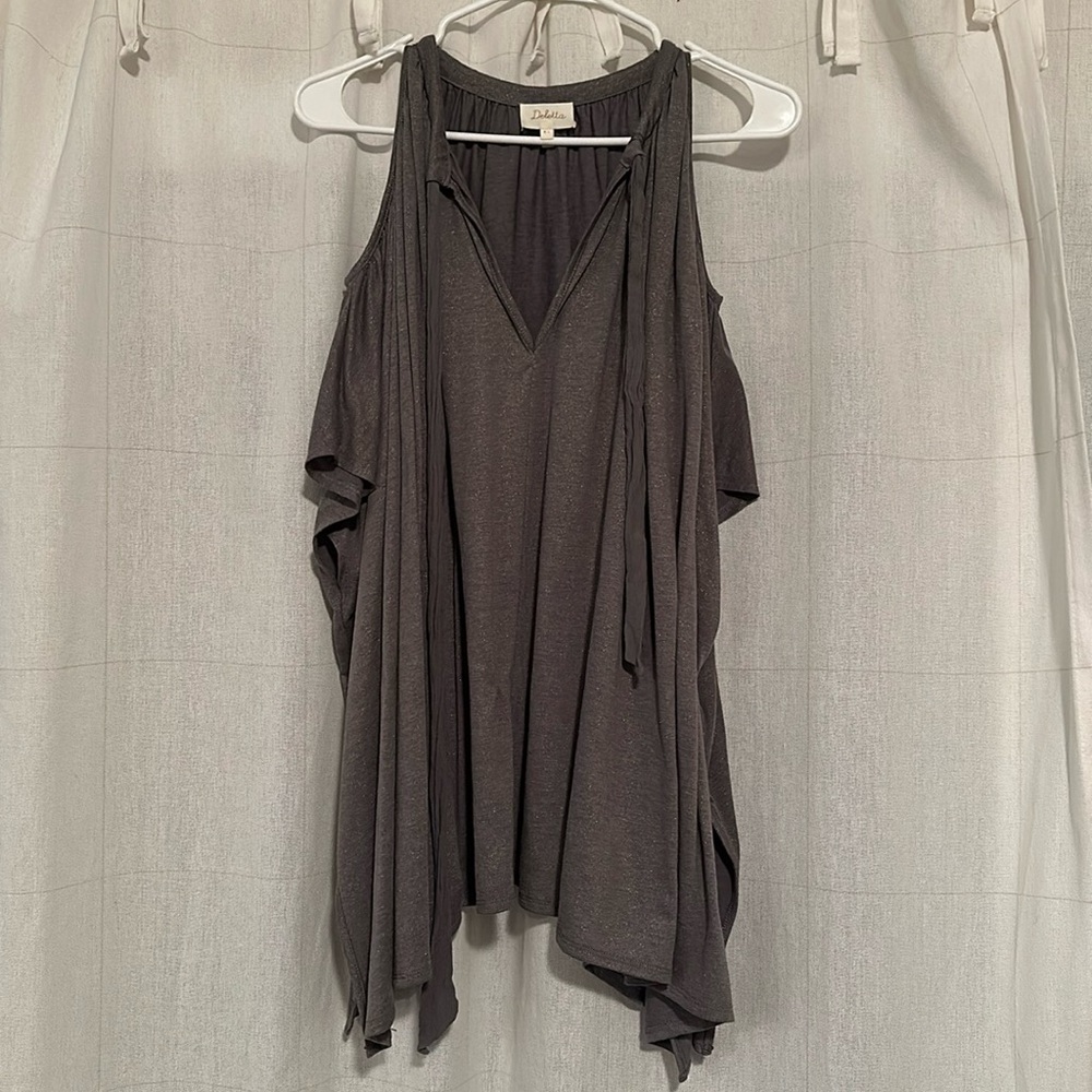 Grey off the shoulder flowy top